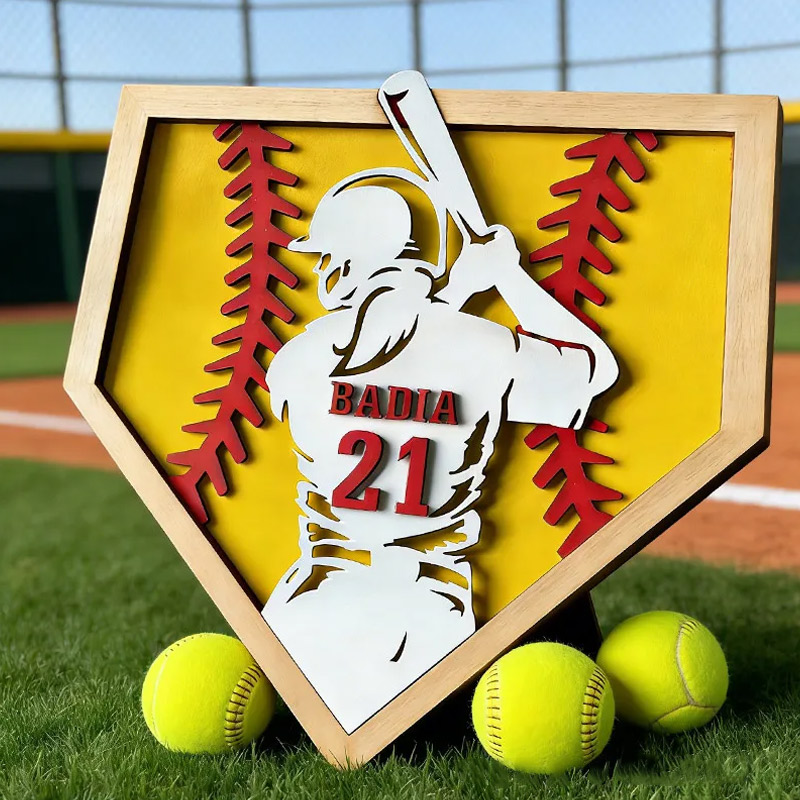 Personalized Softball Name Sign 3D Softball Plaque Gift for Softball Lovers Softball Girls