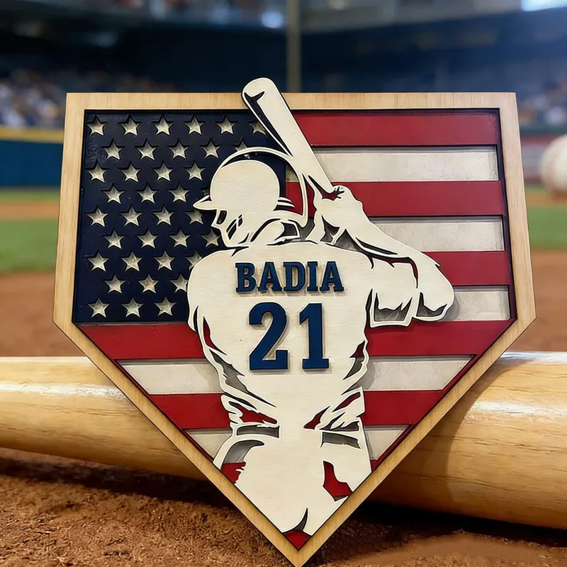 Personalized Baseball Name Sign 3D Baseball Plaque Gift for Baseball Lovers