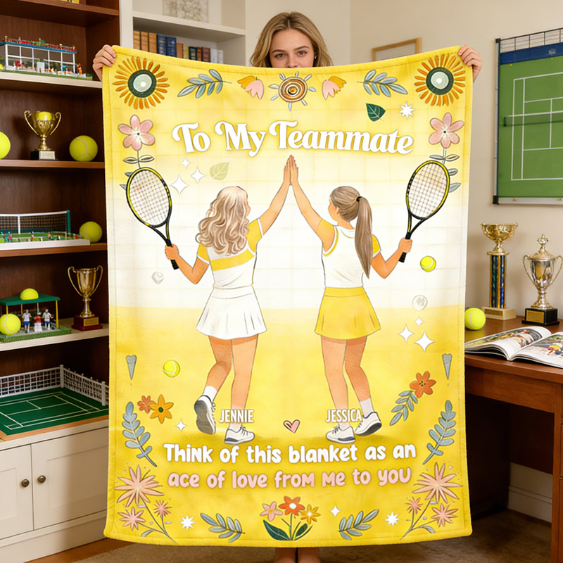 Personalized Tennis Blanket Girl's Tennis with Custom Name Gift for Tennis Lovers