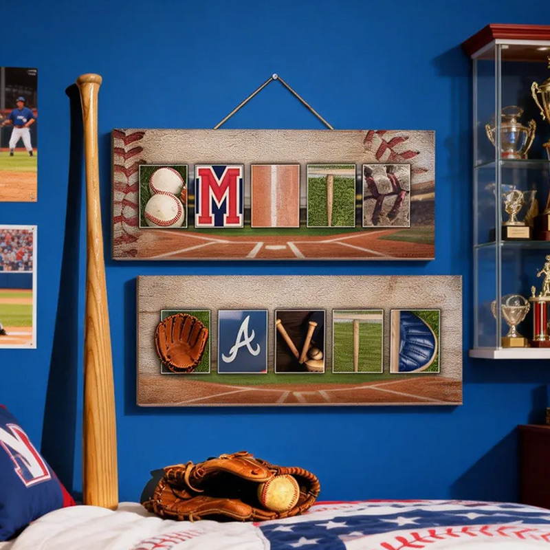 Personalized Baseball Wood Sign Baseball Team Gifts for Boys Baseball Room Decor Custom Name