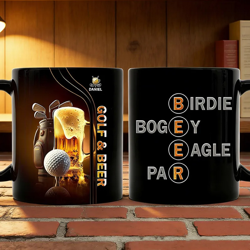 Personalized Golf and Beer Mug with Custom Name Perfect Gift for Golf Lovers
