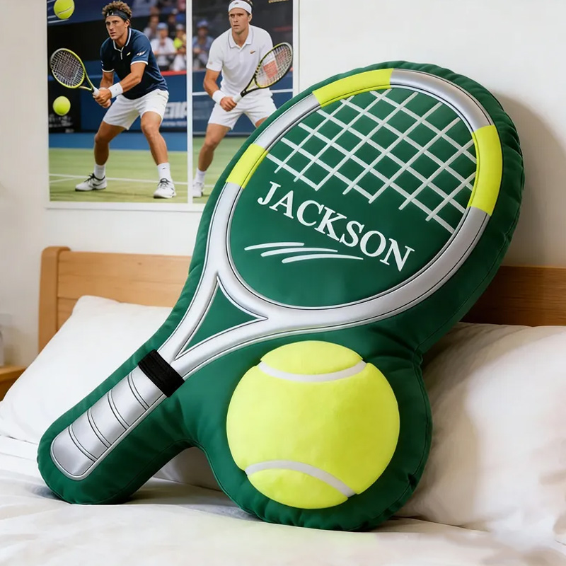 Personalize Tennis Pillow Graphic 3D Print Tennis Racket Tennis with Custom Name