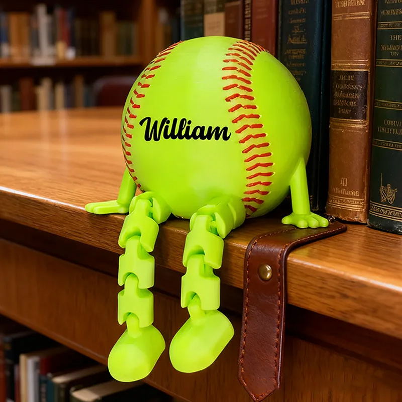 Personalized Softball Decor with Dangling Legs and Custom Name