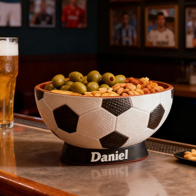 Personalized Soccer Snack Bowl - Custom Name Soccer Shaped Snack Holder for Game Day, Tailgating & Sports Fans