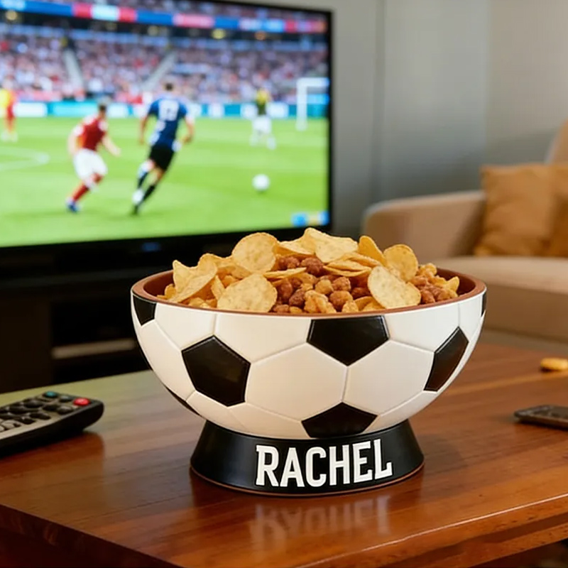 Personalized 3D printed Soccer Ball Snack Bowl with Custom Name TV Snack Bowl Match Day Gift for Football Fans Sports Lover Gift Dad Gift