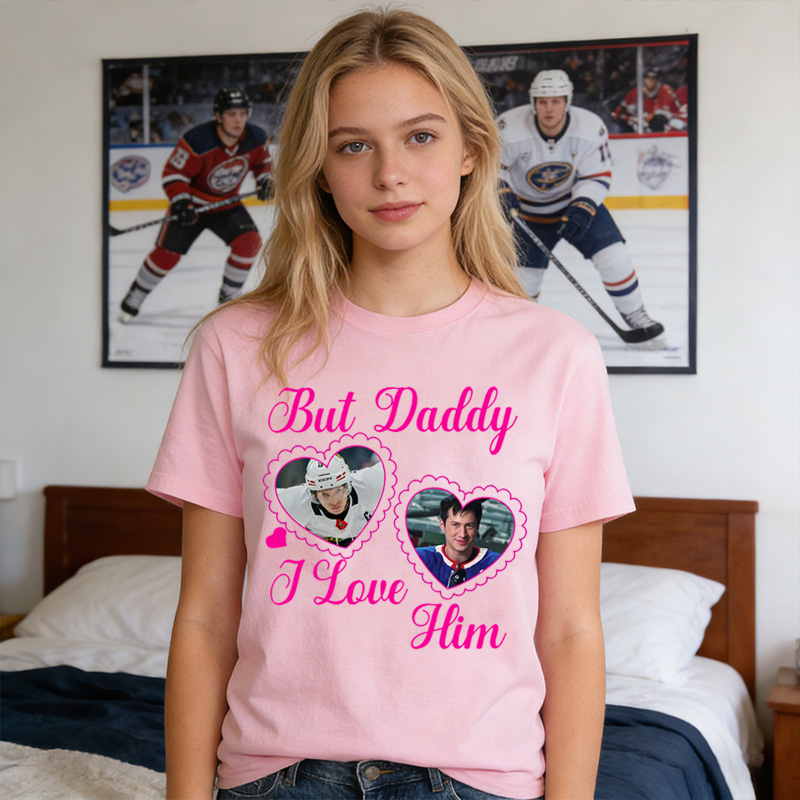 Personalized Hockey Romance Design T-Shirt But Daddy I Love Him Fans Gift