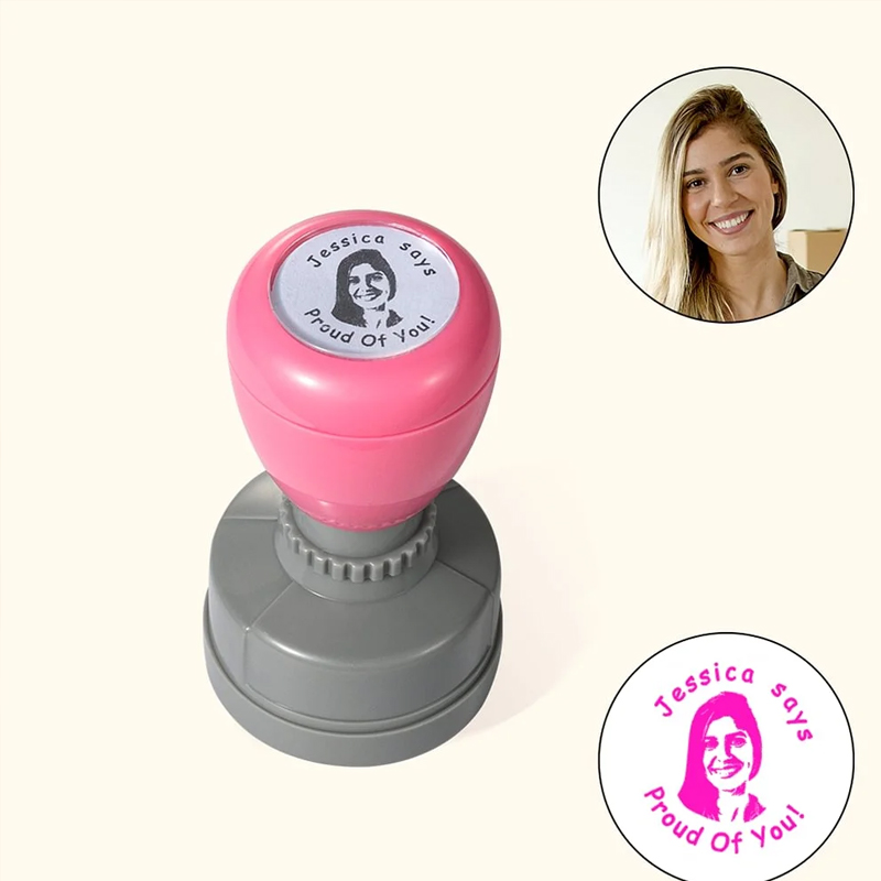 Personalized Face Portrait Self-Inking Teacher Stamp with Text Grading Stationery Back To School Thank You Gift for Teacher