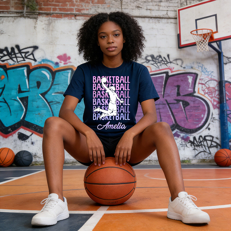 Personalized Basketball T-Shirt Women's Basketball Dunk Basketball Lovers Custom Name