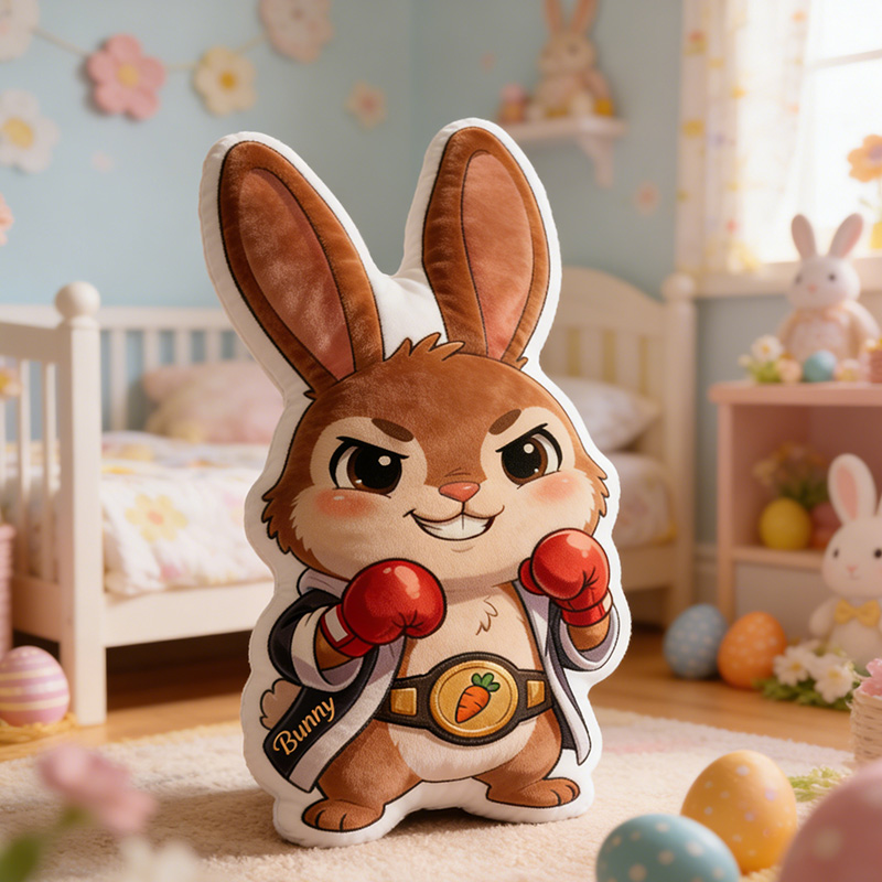 Personalized Bunny Pillow Easter Bunny Sports Bunny with Custom Name Design