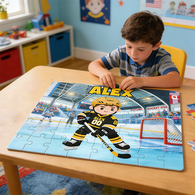 Personalized Hockey Puzzle Ice Hockey Player with Custom Name and Number Perfect Gift for Hockey Enthusiasts