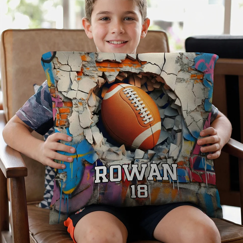 Personalized Ball Sport Design Soft Throw Pillow Cover with Name and Number Home Decor Birthday Gift for Ball Players Lovers