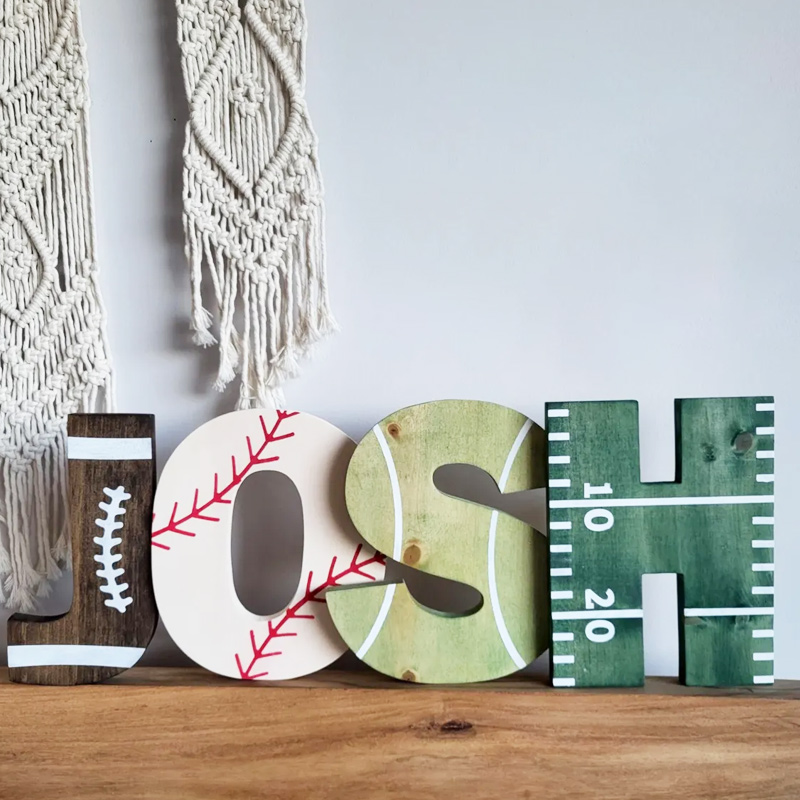 Personalized Wooden Sports Name Sign Sports Letter Wall Decoration Custom Letter