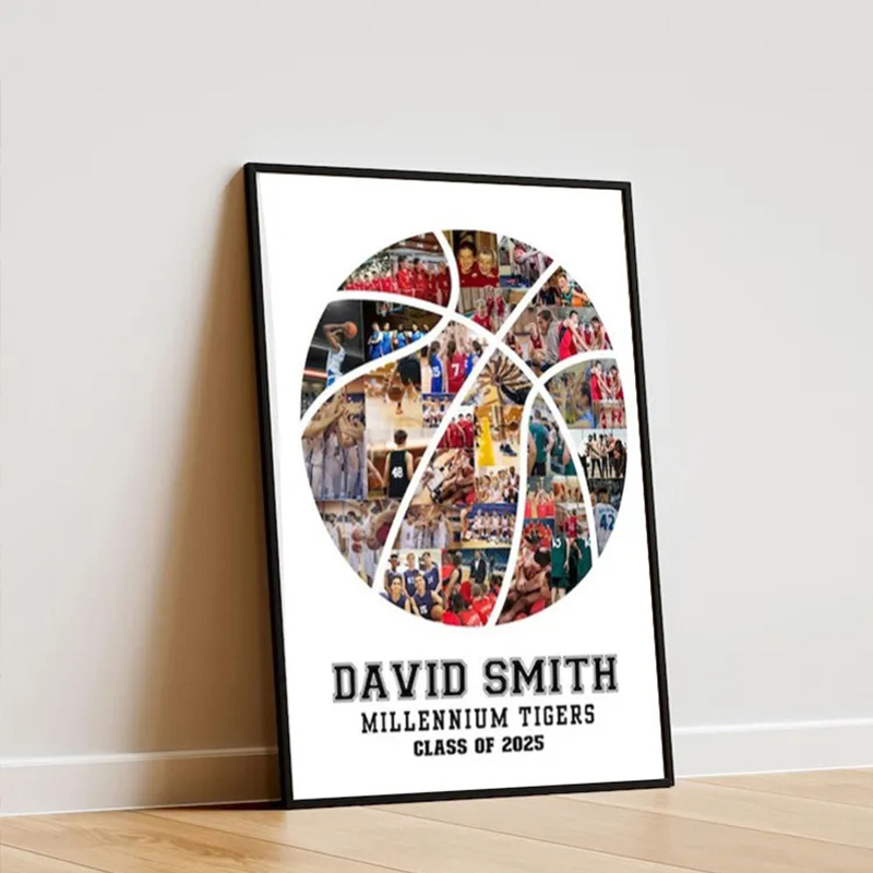 Personalized Basketball Memories Photo Wall Art Poster Without Frame Photo Style Art Gift for Basketball Fans and Athletes 