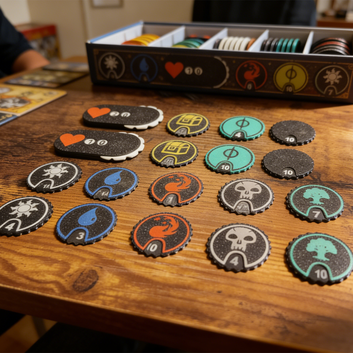 Arkham Horror LCG Premium Acrylic Token Set | Upgrade Tokens for Resources, Clues, Doom & Skill Modifiers | Tabletop Game Accessories