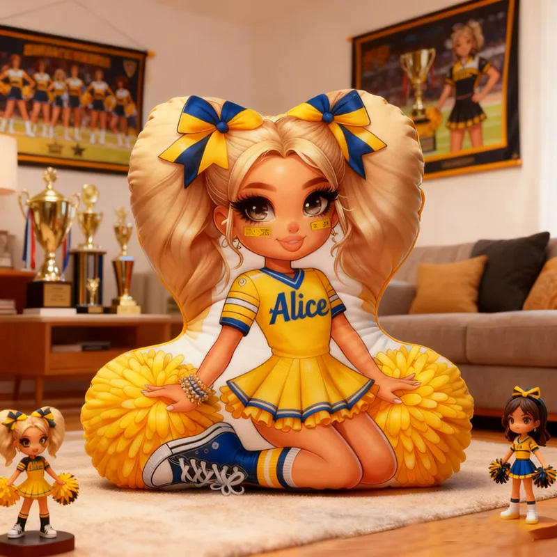 Personalized Cheerleader Pillow with Your Name Adorable Custom Gift for Cheer Fans Perfect for Decoration or Cuddling