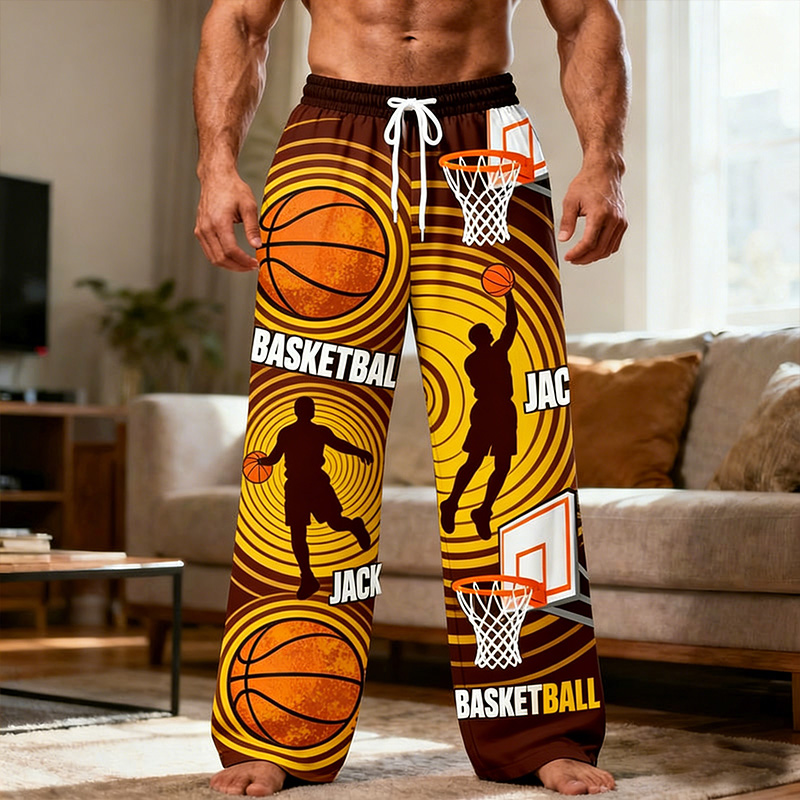 Personalized Basketball Themed Design Lounge Pants with Custom Name for Players and Enthusiasts