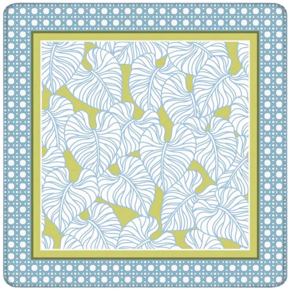 Mahjong Mat Coastal Pattern Design Cane Light Blue Accessories Gift Game Table Square Pad Botanical Print