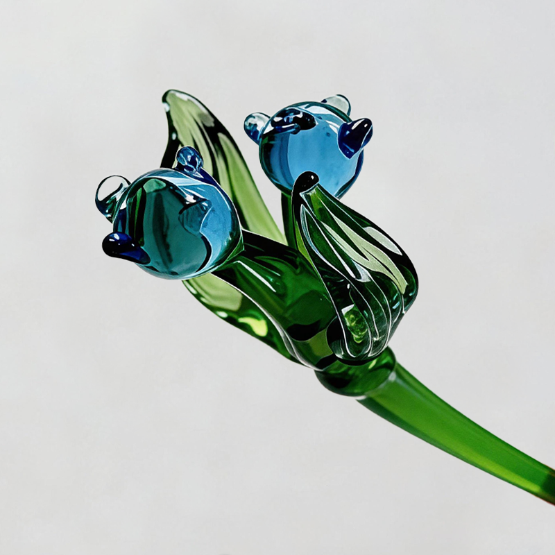 Handmade Glass Birth Month Flower Snowdrop Rose Larkspur Gift For Mom Family Birth flower Bouquet