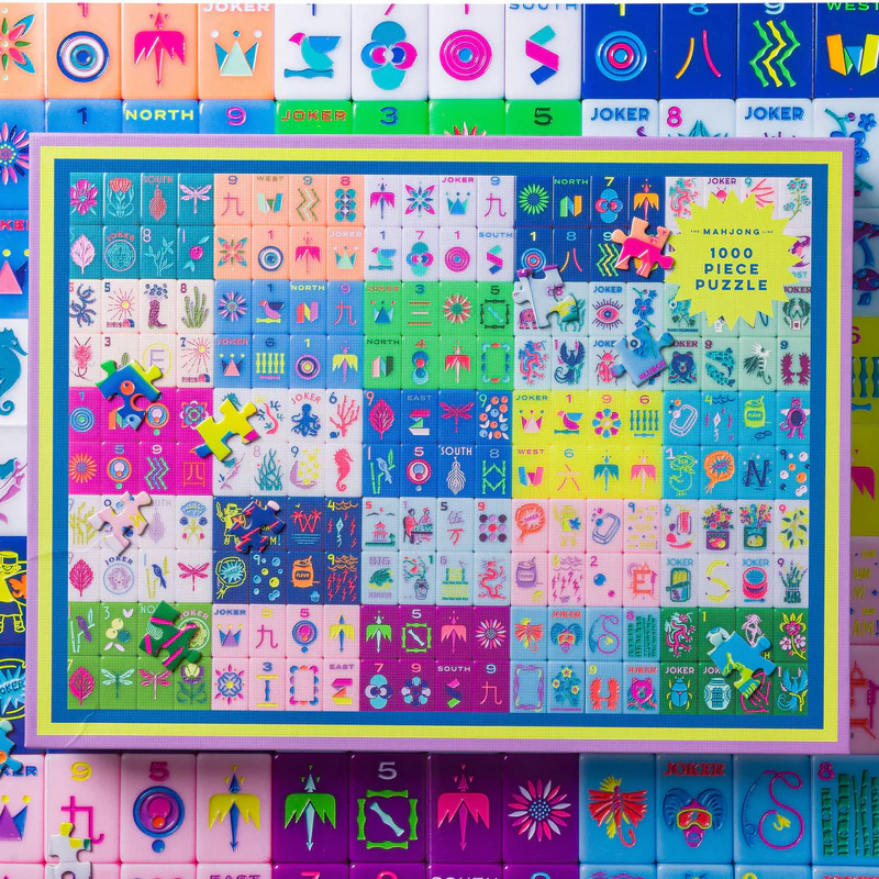 The Classic Sorbet Stripe Acrylic Solo Mahjong Board Marbled 