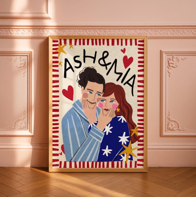 Personalized Photo Badly Drawn Portrait Custom Couple Portrait Hand Drawn Quirky Portrait Wall Art Portrait from Photo Cute Couple illustration