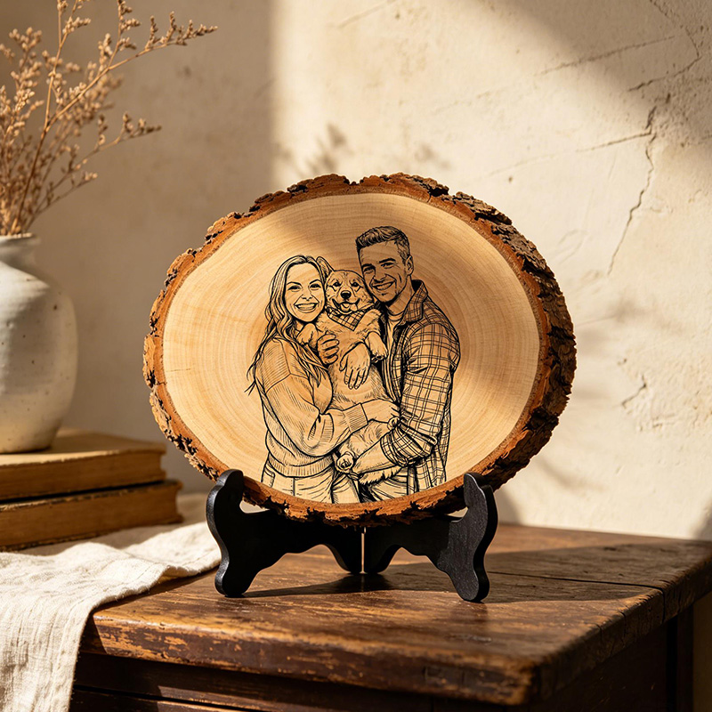 Personalized Wood Photo Engraving Custom Wedding Photo on Wood Slice Engraved Log Slice Gift for Couple Photo Gift for Her Him