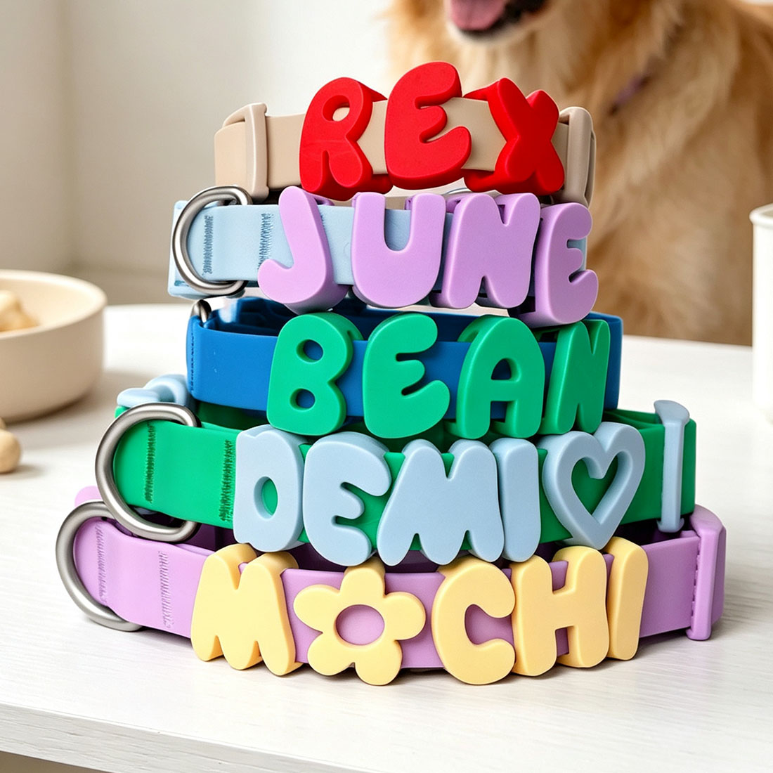 Personalized Silicone Dog Collar with Name astel Puppy Pet Collar Silicone Cat Collar Gift for New Pet Gift for Pet Lover Pet Necklace