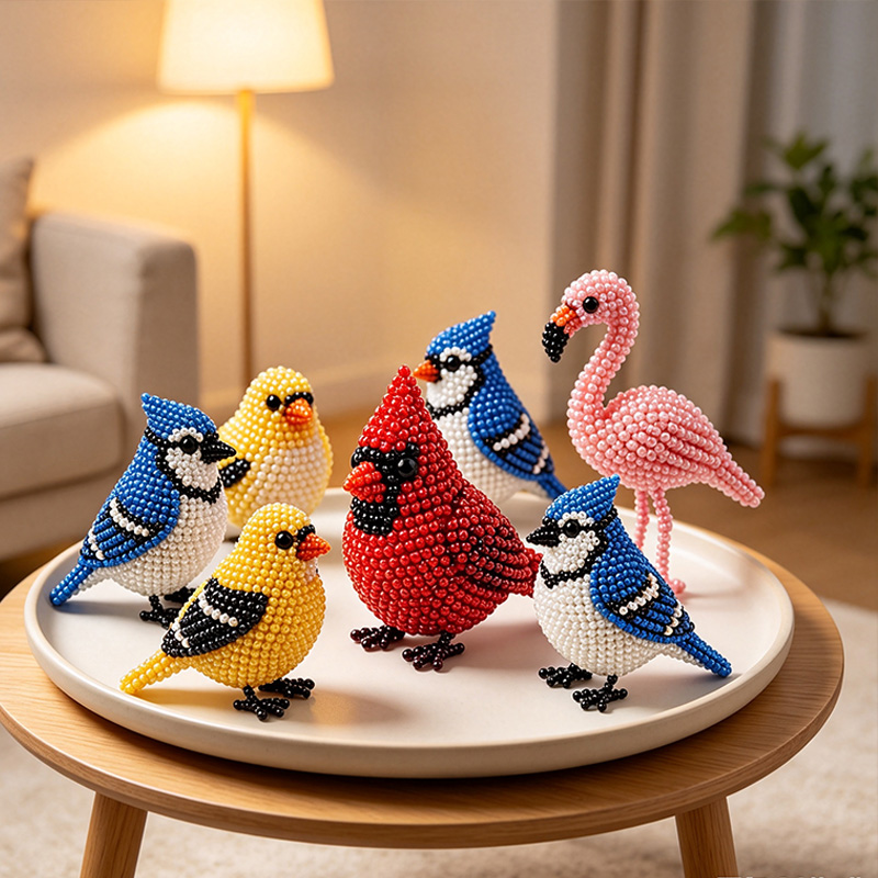 Personalized DIY Bead Bird Handmade Beading Kit Cute Animal Ornament Craft Gift For Adults Bird Lover Home Decor