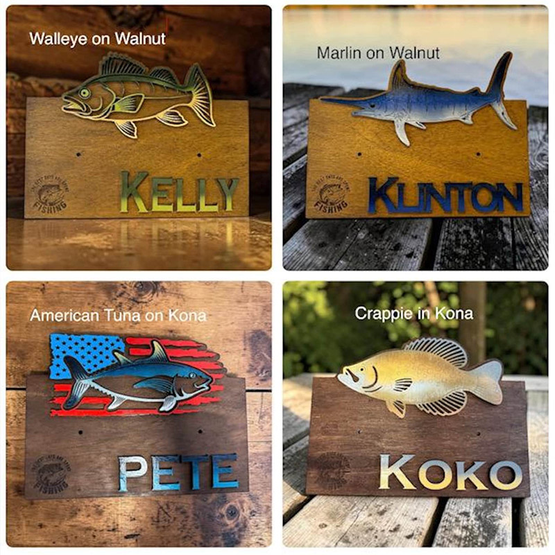 Personalized Reel Cool Dad Wood Fishing Rod Holder Custom Name 6-Rod Wall Rack for Dad Grandpa Fishing Lovers