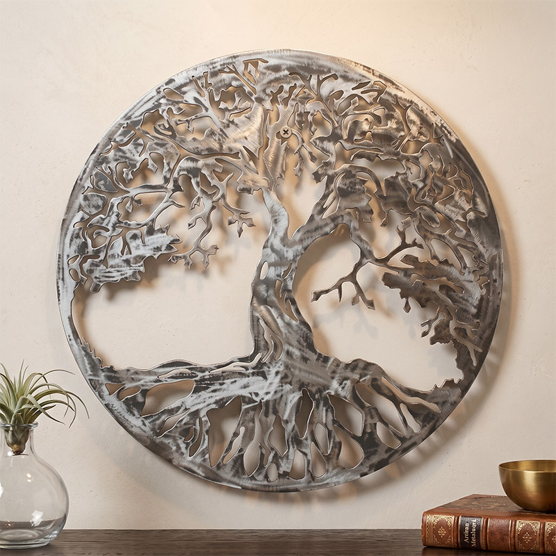 Tree of Life Metal Wall Art Wall Decor Family Metal Tree Round Tree Sign Cut Out Metal Wall Sign Wall Hanging Interior Family Gift Houswarming Gift