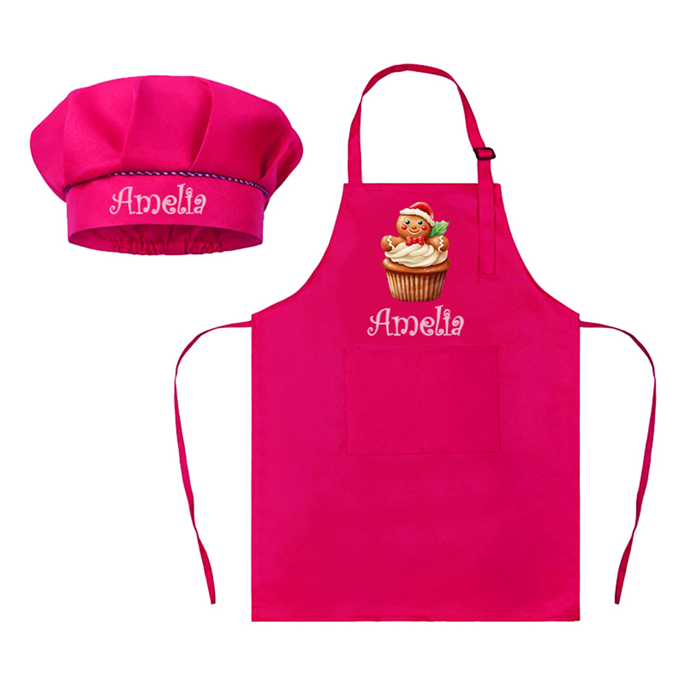 Personalized Kids Chef Apron and Hat Set Custom Name Colorful Gift for Kids