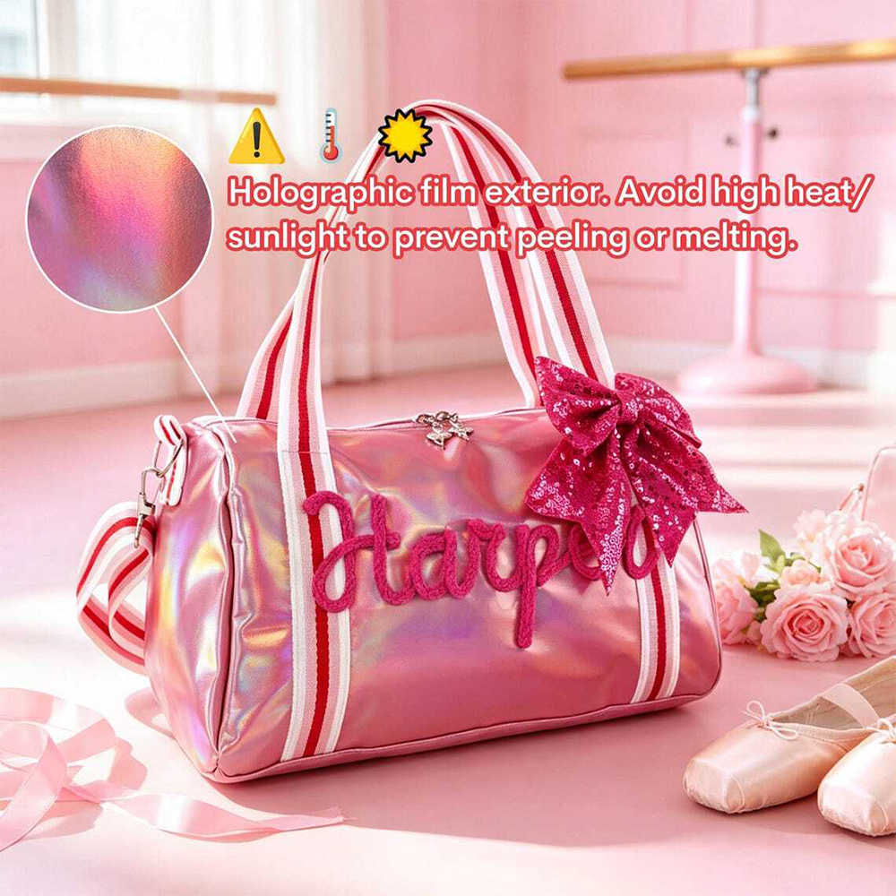 Personalized Little Girls Dance Bag Gymnastics Duffel with Bow Dance Recital Gifts