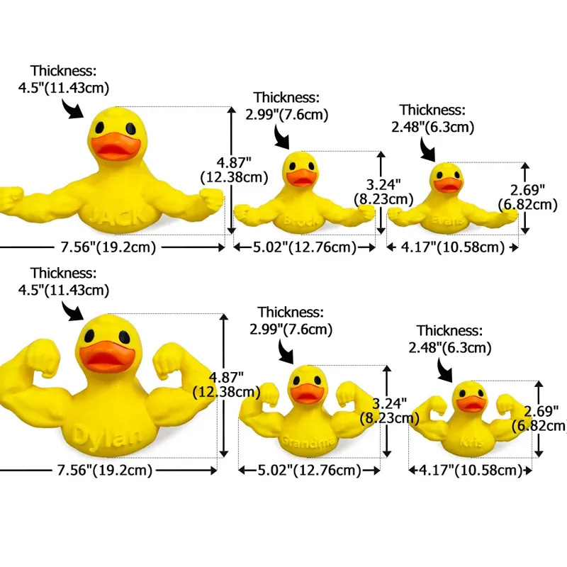 Personalized 3D Printed Funny Muscle Arm Duck with Name Desk Decor Birthday Gift for Friends Gym Rat Gym Lovers