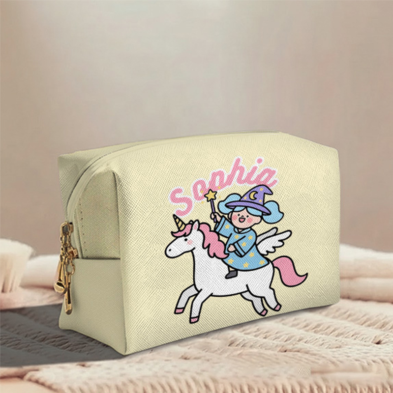 Personalized Magical Girl Toiletry Bag Custom Name for Kids Travel Gifts and Daily Use