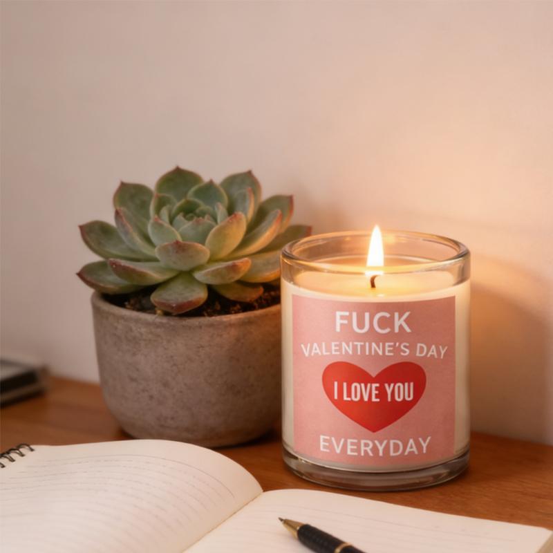 Personalized Fuck Valentine’s Day but I Love You Everyday Engraved Romance Scented Candle Home Decor Gift for Nonconformist Couples