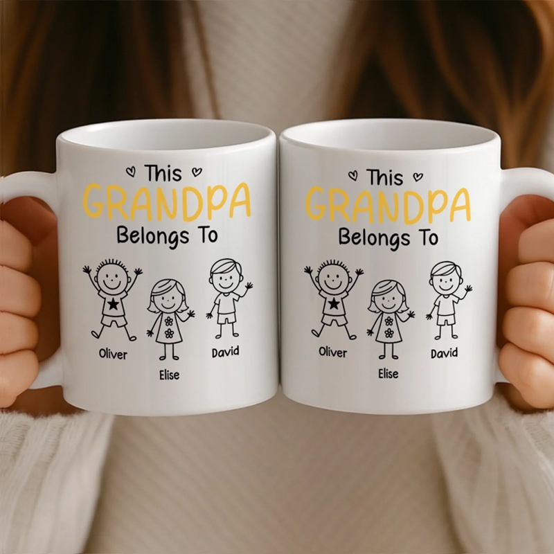 Personalized this Grandpa Belongs to Kids Mug Gifts for Dad Grandpa