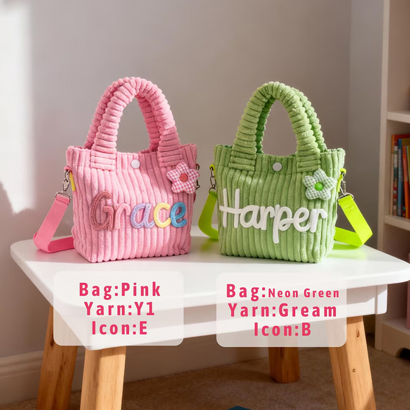 Personalized toddler crossbody bag small corduroy purse for daycare baby travel bag flower girl gift  for boy and girl preschool and birthday present