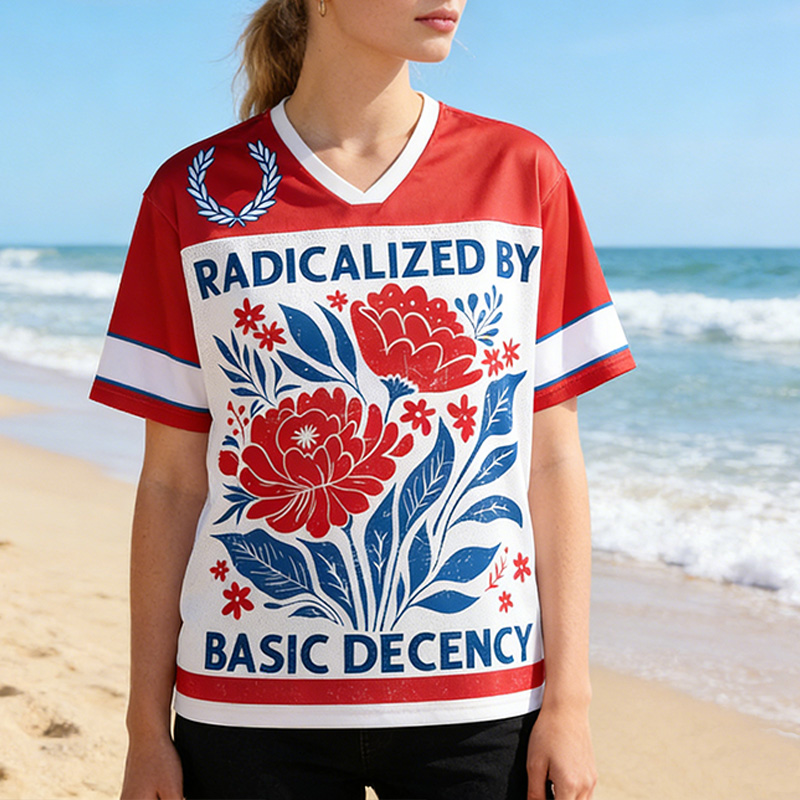 Personalized Radicalized By Basic Decency Mesh Jersey Sports Shirt  For Her