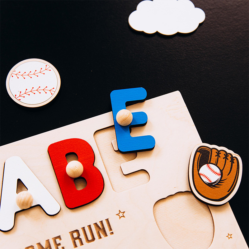 Personalized Wooden Sport Name Puzzle For Toddlers Sport Nursery Decor SportTheme Party Gift Birthday Easter Boy Gift