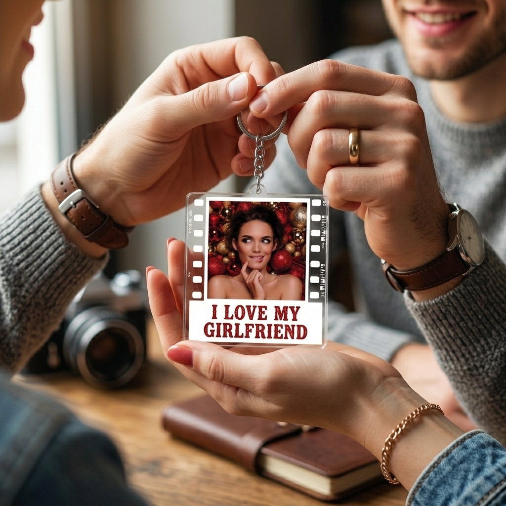 Personalized I Love My Girlfriend Keychain Film Style Photo Acrylic Keychain Anniversary Valentine's Gift Keychain for Him