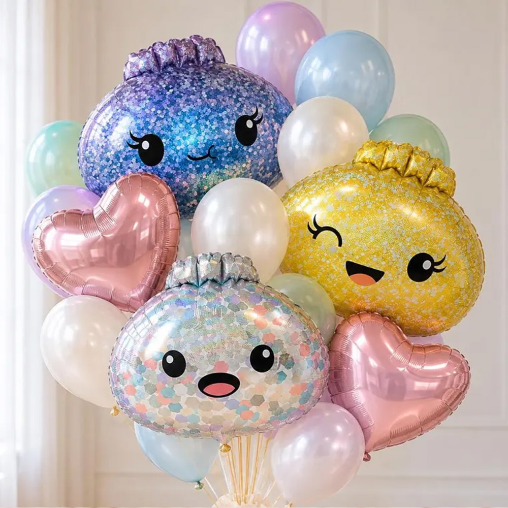 Cute Dumpling Balloons Bao Bun Kawaii Glitter Squishy Party Decor a Li