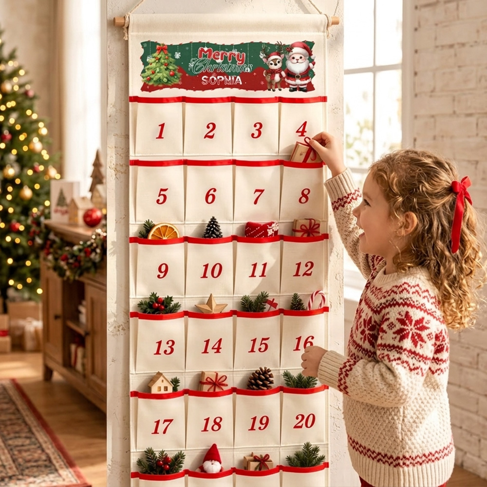 Personalized Festive Santa Claus Angel Christmas Advent Calendar Chris