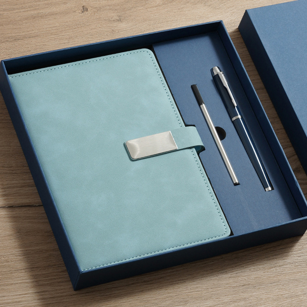 Personalized Birth Flower Notebook & Pen Set Custom Name Leather Journal Gift Birth Month Flower Journal for Women