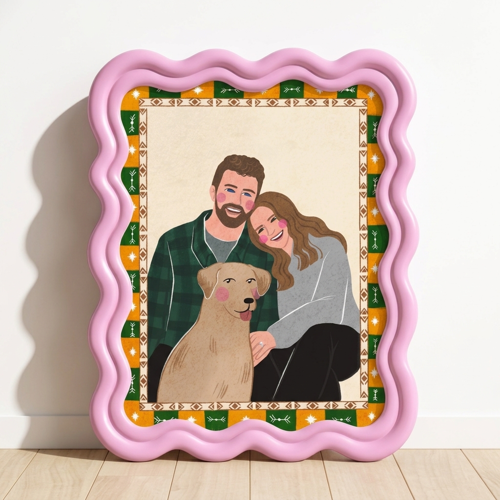 Personalized Photo Badly Drawn Portrait Custom Couple Portrait Hand Drawn Quirky Portrait Wall Art Portrait from Photo Cute Couple illustration