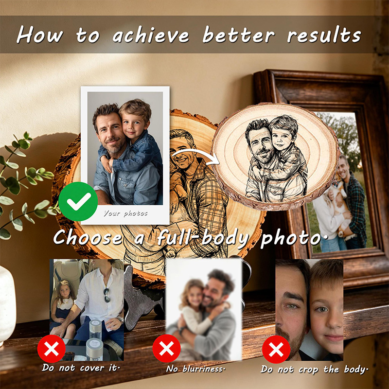 Personalized Wood Photo Engraving Custom Wedding Photo on Wood Slice Engraved Log Slice Gift for Couple Photo Gift for Her Him