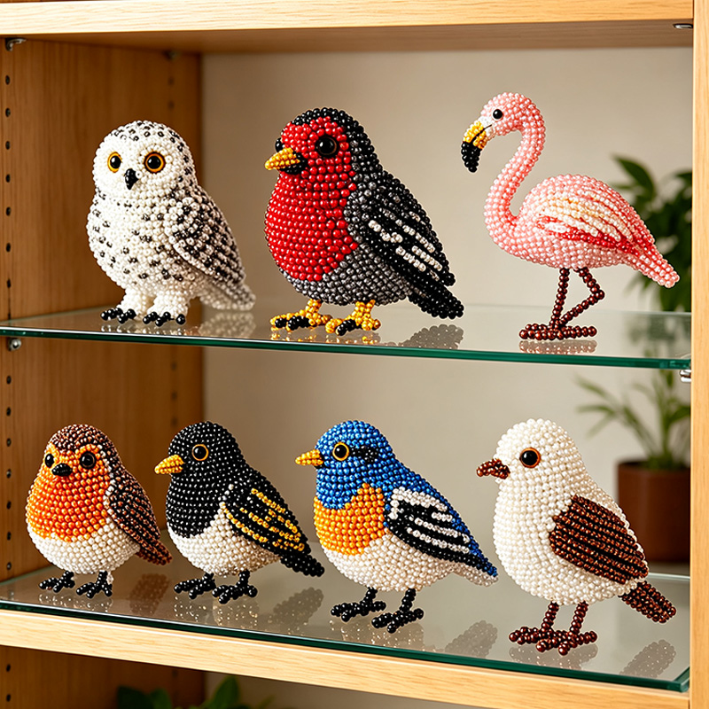 Personalized DIY Bead Bird Handmade Beading Kit Cute Animal Ornament Craft Gift For Adults Bird Lover Home Decor