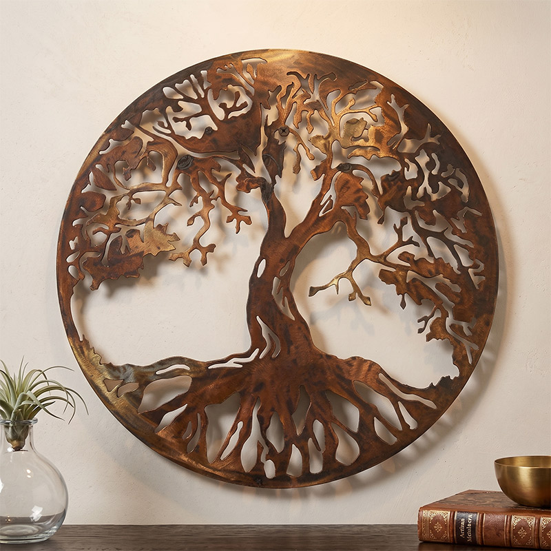 Tree of Life Metal Wall Art Wall Decor Family Metal Tree Round Tree Sign Cut Out Metal Wall Sign Wall Hanging Interior Family Gift Houswarming Gift
