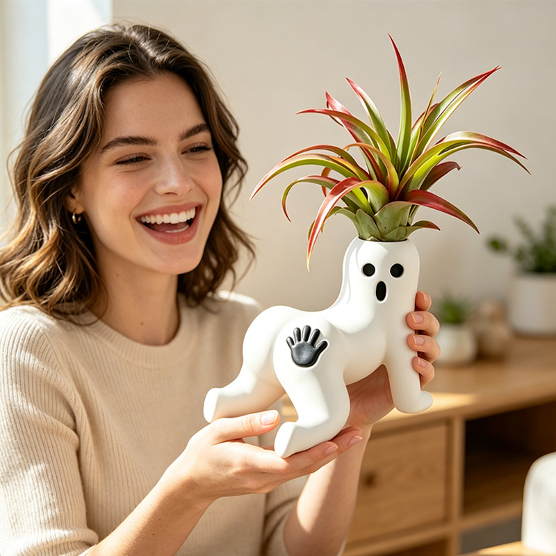 Creepy Crawler Ghost Air Plant Holder  Funny 3D Printed Humanoid Planter Unique Tillandsia Display Vase Weird Desk Decor Funny Gift For Wife from Husband