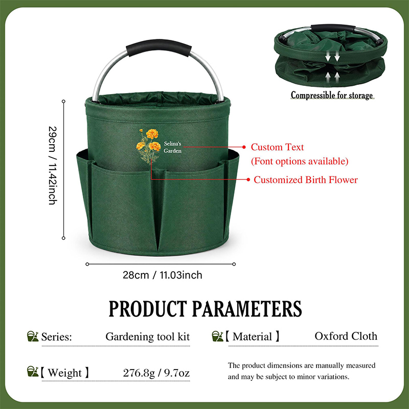 Personalized Garden Tool Tote Bag Gardening Tote Collapsible Oxford Cloth Organizer Gift for Mom Grandma Gardener