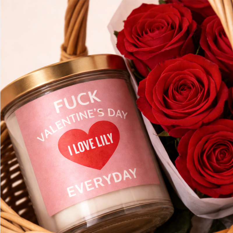 Personalized Fuck Valentine’s Day but I Love You Everyday Engraved Romance Scented Candle Home Decor Gift for Nonconformist Couples