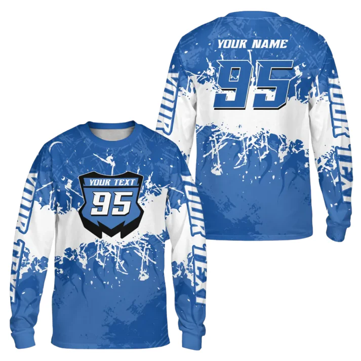 Personalized Splash Racing Custom Name Number Long Sleeve Jersey Shirt